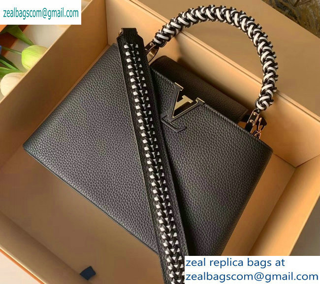 Louis Vuitton Capucines PM Bag Braided Handle and Strap M55083 Black