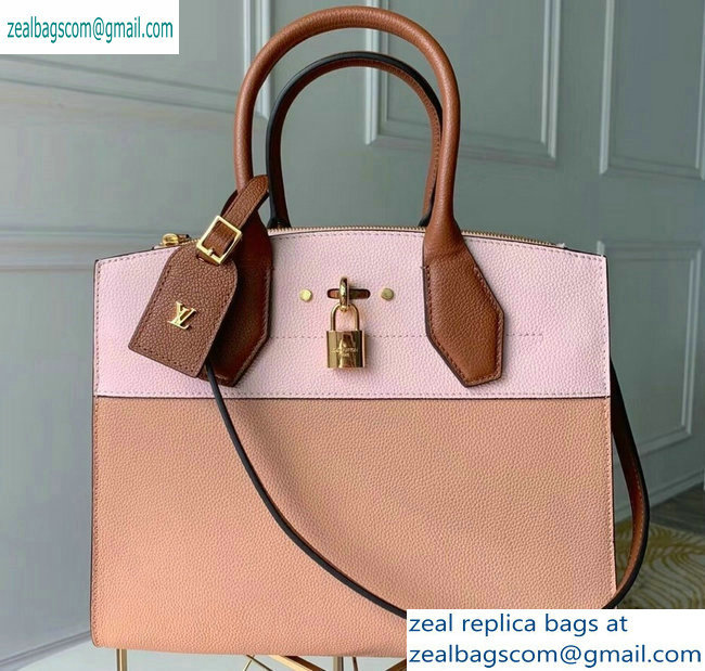 Louis Vuitton City Steamer MM Tote Bag M53068 Pink/Beige/Tan - Click Image to Close