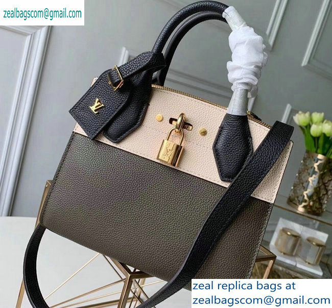 Louis Vuitton City Steamer Mini Tote Bag Black/Kaki Green