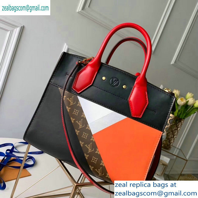 Louis Vuitton City Steamer PM Tote Bag Black/Red/Orange - Click Image to Close