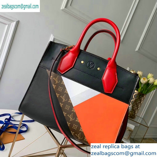 Louis Vuitton City Steamer PM Tote Bag Black/Red/Orange