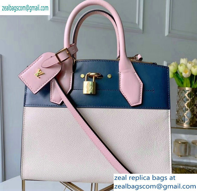 Louis Vuitton City Steamer PM Tote Bag Blue/White/Pink - Click Image to Close