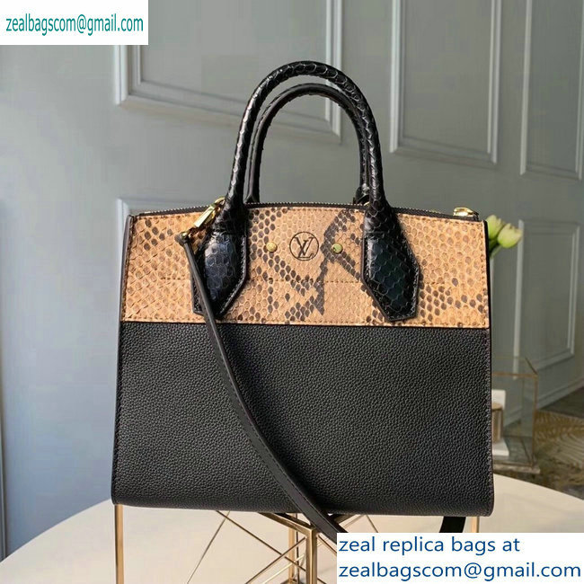 Louis Vuitton City Steamer PM Tote Bag Python Black