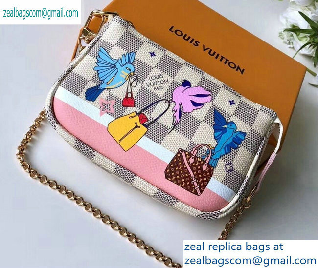 Louis Vuitton Damier Azur Canvas Mini Pochette Accessoires Bag Brids Print N64451 - Click Image to Close