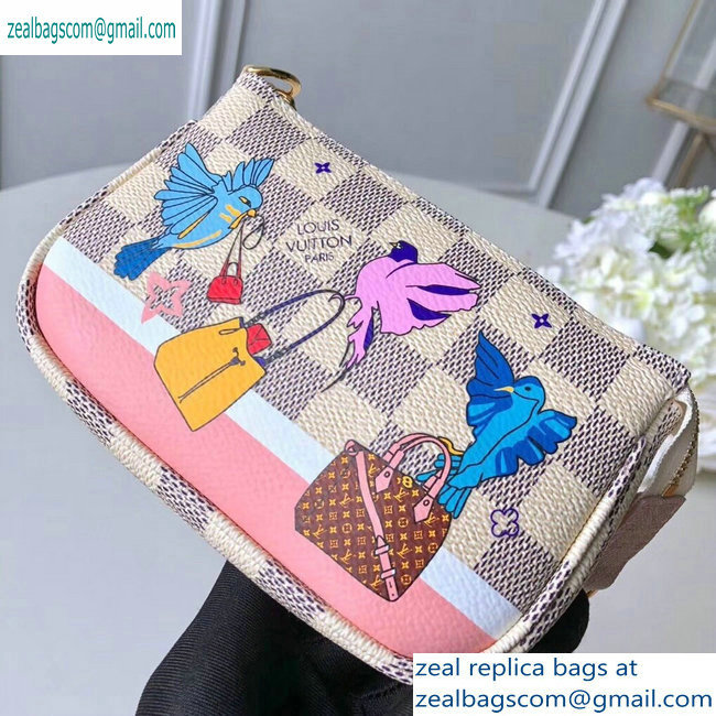 Louis Vuitton Damier Azur Canvas Mini Pochette Accessoires Bag Brids Print N64451 - Click Image to Close