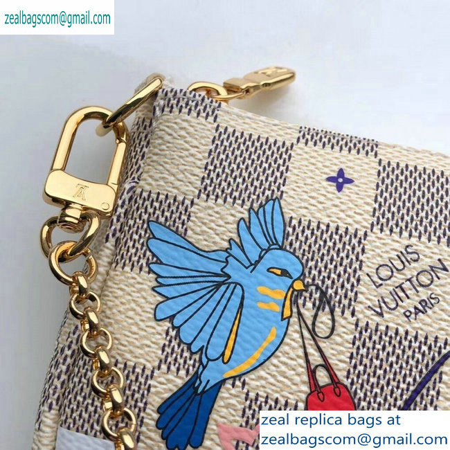 Louis Vuitton Damier Azur Canvas Mini Pochette Accessoires Bag Brids Print N64451