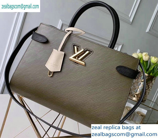 Louis Vuitton Epi Leather Twist Tote Bag M53726 Kaki Creme Noir - Click Image to Close