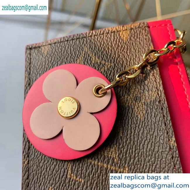 Louis Vuitton Flower Monogram Canvas Zipped Card Holder M67494 Hot Pink 2019 - Click Image to Close