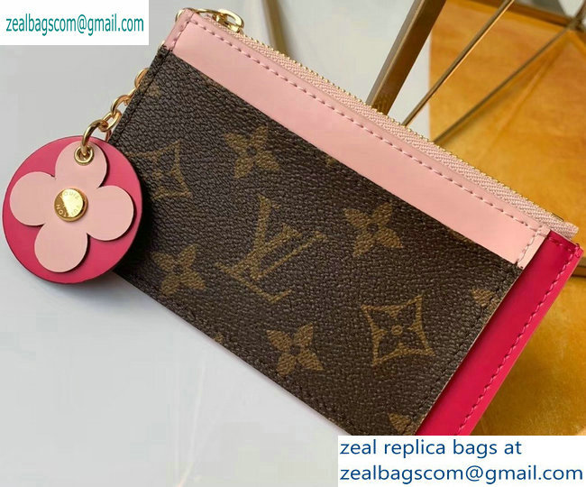 Louis Vuitton Flower Monogram Canvas Zipped Card Holder M67494 Pink 2019 - Click Image to Close