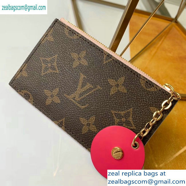 Louis Vuitton Flower Monogram Canvas Zipped Card Holder M67494 Pink 2019 - Click Image to Close