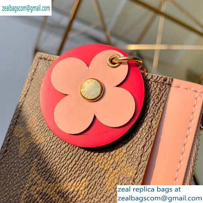 Louis Vuitton Flower Monogram Canvas Zipped Card Holder M67494 Pink 2019 - Click Image to Close