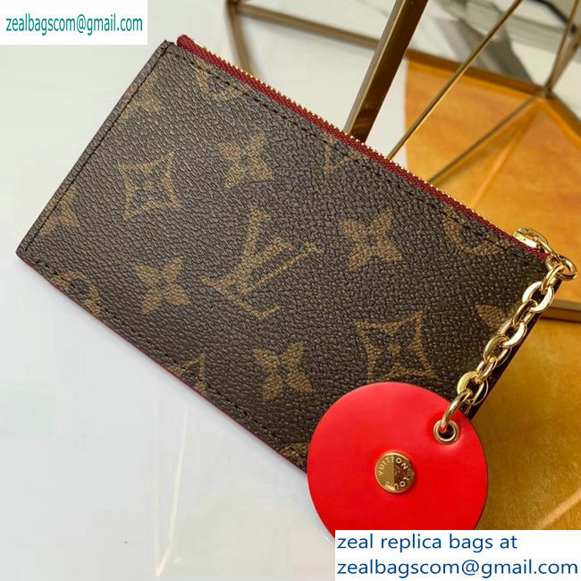 Louis Vuitton Flower Monogram Canvas Zipped Card Holder M67494 Red 2019 - Click Image to Close