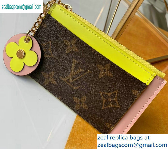 Louis Vuitton Flower Monogram Canvas Zipped Card Holder M67494 Yellow 2019 - Click Image to Close