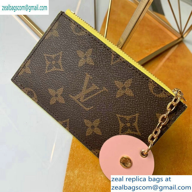 Louis Vuitton Flower Monogram Canvas Zipped Card Holder M67494 Yellow 2019 - Click Image to Close