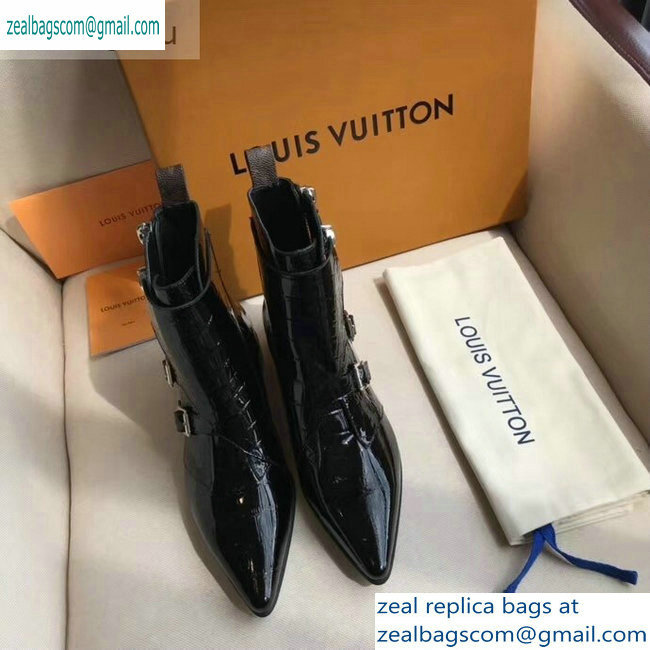 Louis Vuitton Jumble Flat Ankle Boots Croco Pattern Black 2019 - Click Image to Close