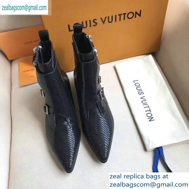 Louis Vuitton Jumble Flat Ankle Boots Python Pattern Black 2019 - Click Image to Close