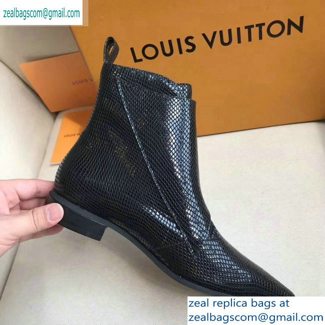 Louis Vuitton Jumble Flat Ankle Boots Python Pattern Black 2019 - Click Image to Close