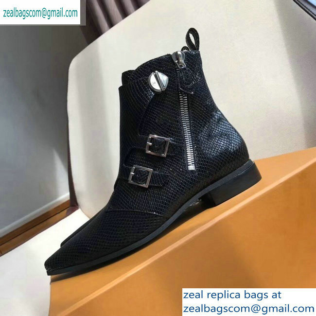 Louis Vuitton Jumble Flat Ankle Boots Python Pattern Black 2019 - Click Image to Close