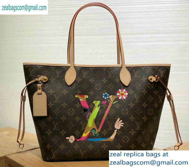 Louis Vuitton Logo Print Monogram Canvas Neverfull MM Tote Bag 2019 - Click Image to Close