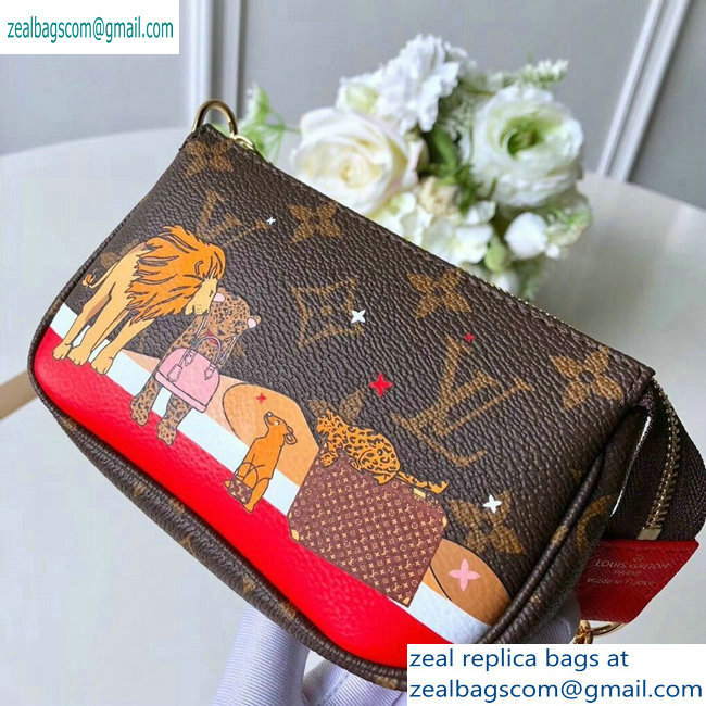 Louis Vuitton Monogram Canvas Mini Pochette Accessoires Bag Lions Print M63830