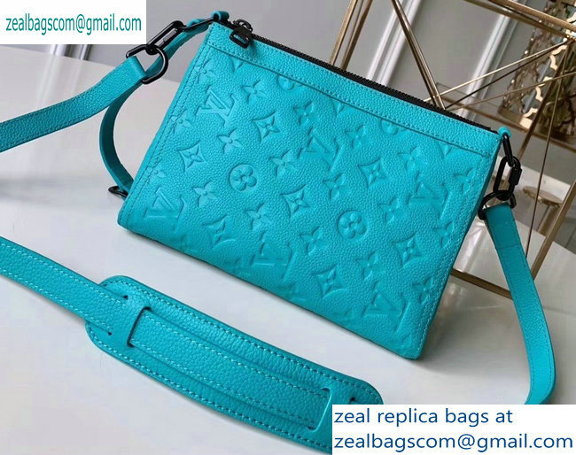 Louis Vuitton Monogram Empreinte Triangle Shaped Messenger Bag M54330 Turquoise 2019 - Click Image to Close