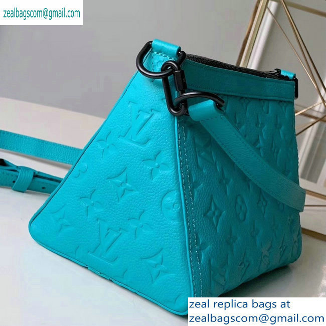 Louis Vuitton Monogram Empreinte Triangle Shaped Messenger Bag M54330 Turquoise 2019 - Click Image to Close