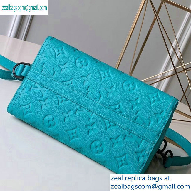 Louis Vuitton Monogram Empreinte Triangle Shaped Messenger Bag M54330 Turquoise 2019 - Click Image to Close