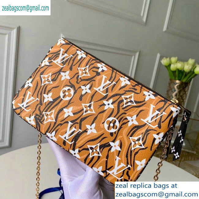 Louis Vuitton Monogram Giant Canvas Pochette Double Zip Bag M67874 Animal Print 2019