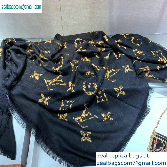 Louis Vuitton Monogram Giant Jungle Shawl Scarf 140x140cm M75882 Black 2019 - Click Image to Close