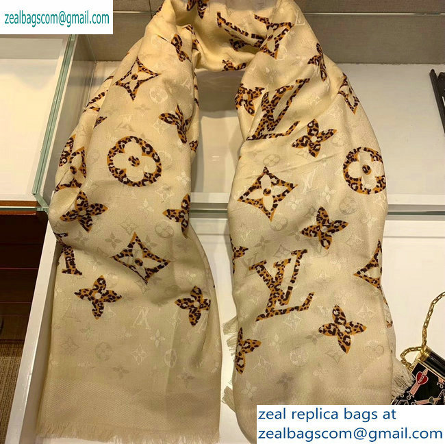 Louis Vuitton Monogram Giant Jungle Shawl Scarf 140x140cm M75883 Beige 2019