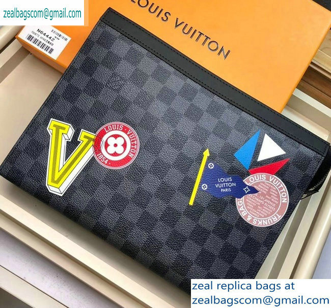 Louis Vuitton Pochette Voyage MM Bag Damier Graphite Canvas League N64442