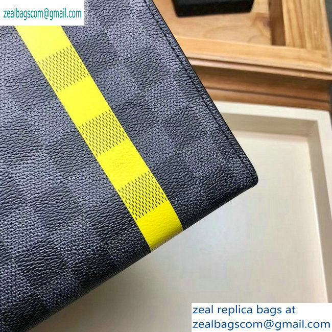 Louis Vuitton Pochette Voyage MM Bag Damier Graphite Canvas N60107 Yellow Stripe - Click Image to Close