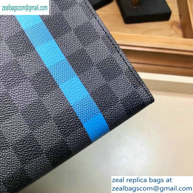 Louis Vuitton Pochette Voyage MM Bag Damier Graphite Canvas N64444 Blue Stripe