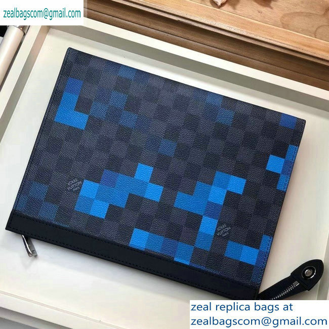 Louis Vuitton Pochette Voyage MM Bag Damier Graphite Canvas Pixel N60174 Blue - Click Image to Close