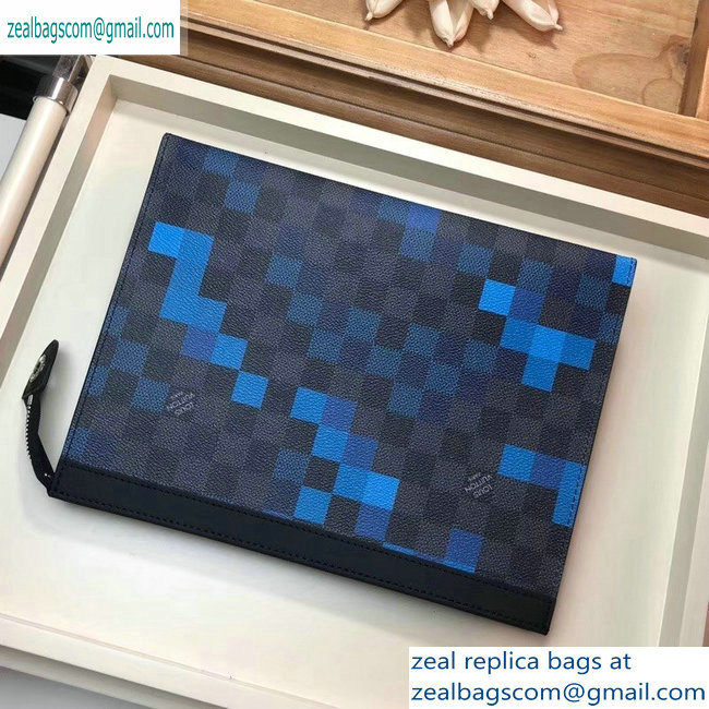 Louis Vuitton Pochette Voyage MM Bag Damier Graphite Canvas Pixel N60174 Blue