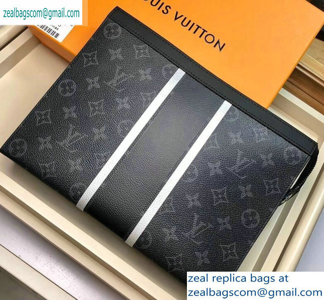 Louis Vuitton Pochette Voyage MM Bag Monogram Eclipse Canvas Stripe M64440 - Click Image to Close