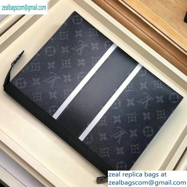 Louis Vuitton Pochette Voyage MM Bag Monogram Eclipse Canvas Stripe M64440 - Click Image to Close