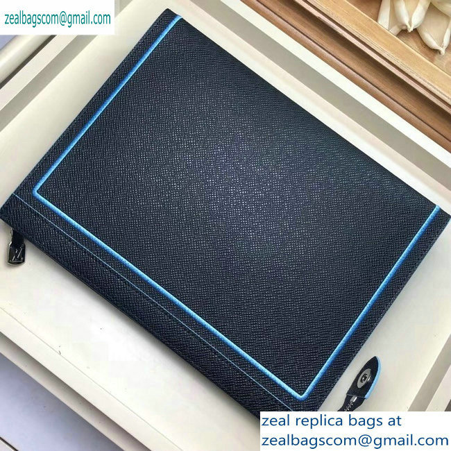 Louis Vuitton Pochette Voyage MM Bag Taiga Leather Outline Black/Blue