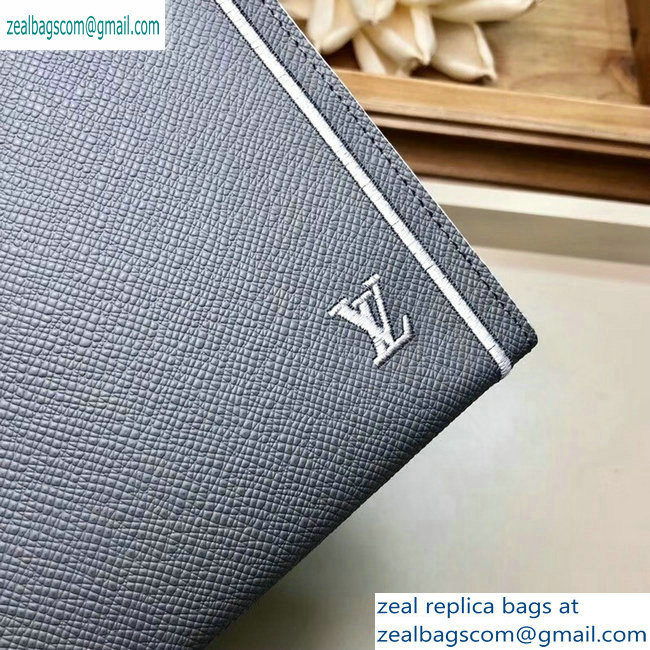 Louis Vuitton Pochette Voyage MM Bag Taiga Leather Outline Gray/White