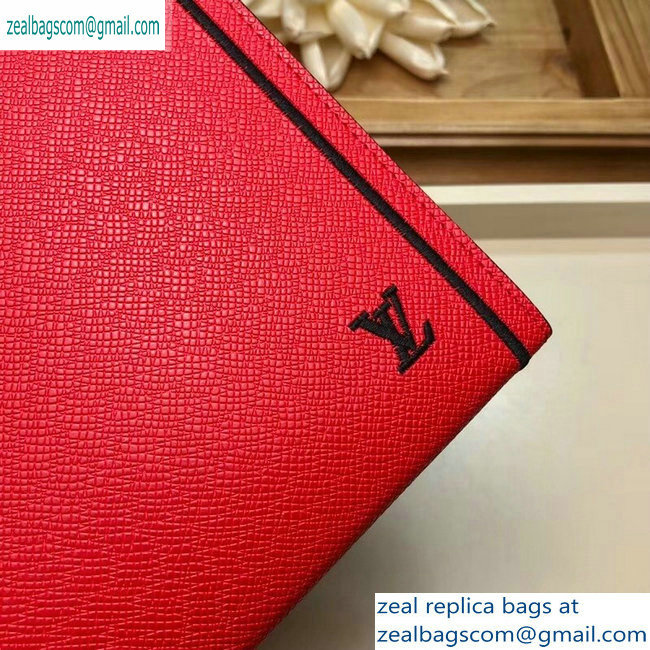 Louis Vuitton Pochette Voyage MM Bag Taiga Leather Outline M63397 Red/Black