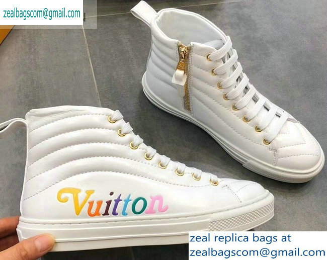 Louis Vuitton Stellar Sneakers Boots New Wave Quilted White 2019 - Click Image to Close