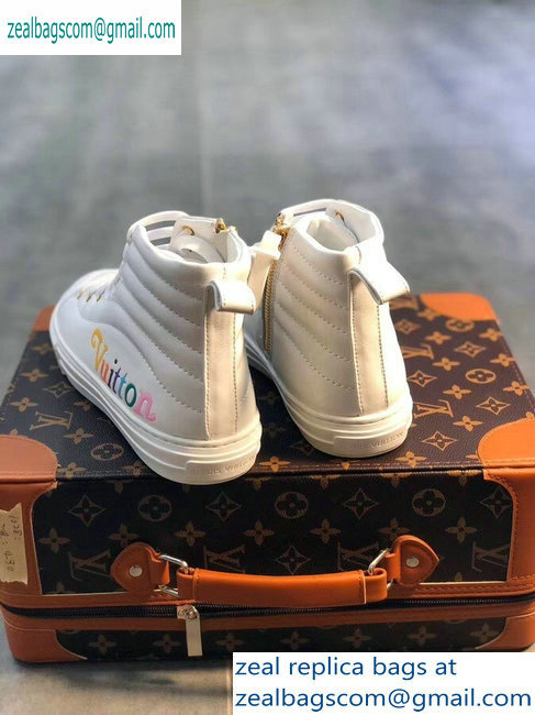 Louis Vuitton Stellar Sneakers Boots New Wave Quilted White 2019 - Click Image to Close