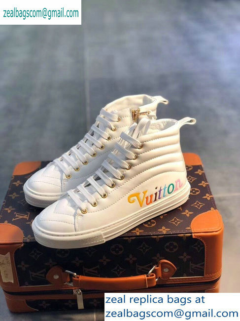 Louis Vuitton Stellar Sneakers Boots New Wave Quilted White 2019 - Click Image to Close