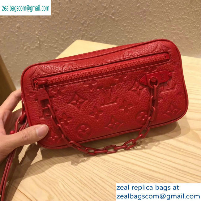 Louis Vuitton Taurillon Monogram Pochette Volga Pouch Bag M53554 RED 2019 - Click Image to Close