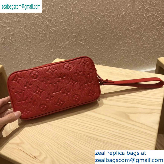 Louis Vuitton Taurillon Monogram Pochette Volga Pouch Bag M53554 RED 2019