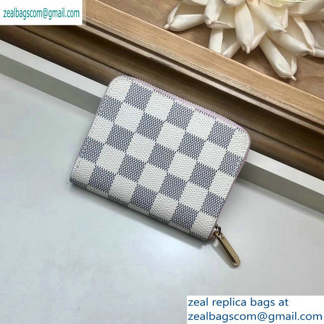 Louis Vuitton Zippy Coin Purse Damier Azur Canvas N60229 Rose Ballerine