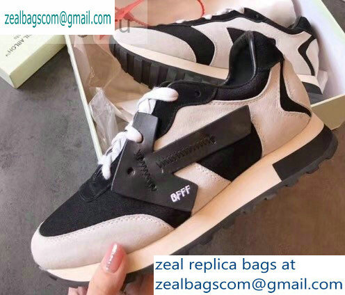 Off-White Hg Runner Low-Top Suede Sneakers Black/Creamy 2019 - Click Image to Close