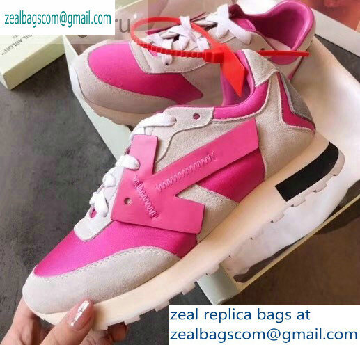 Off-White Hg Runner Low-Top Suede Sneakers Fuchsia 2019 - Click Image to Close