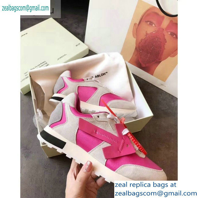 Off-White Hg Runner Low-Top Suede Sneakers Fuchsia 2019 - Click Image to Close