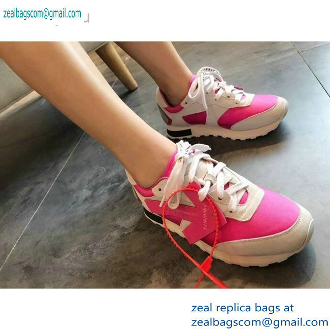 Off-White Hg Runner Low-Top Suede Sneakers Fuchsia 2019 - Click Image to Close